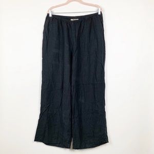 FLAX Wide Leg 100% Linen Pants L #0266